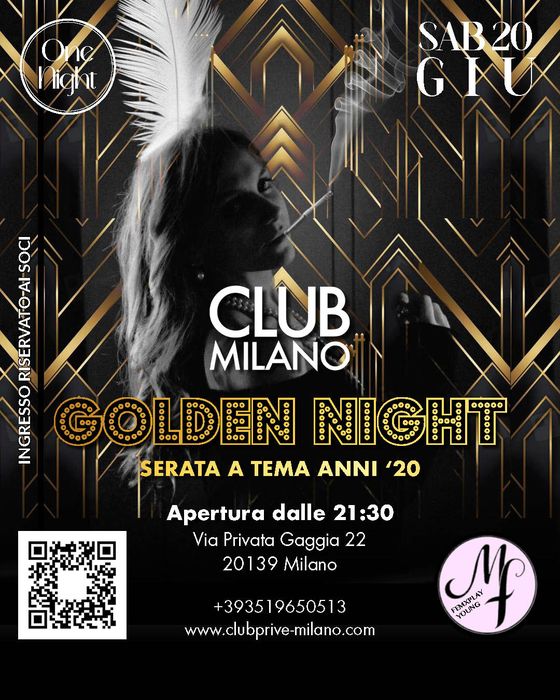 Locandina Golden Night · Club Milano