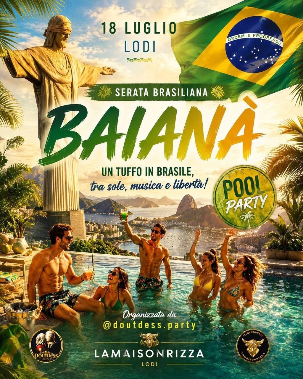 Locandina Baianà · Serata Brasiliana · Maison Rizza