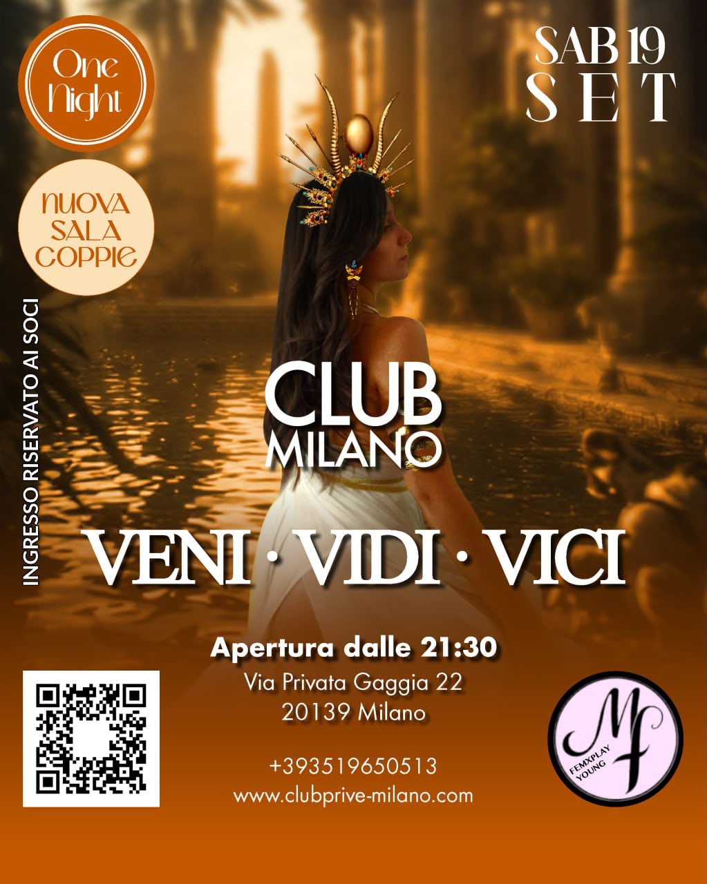 Locandina Serata a tema · One Night VENI · VIDI · VICI